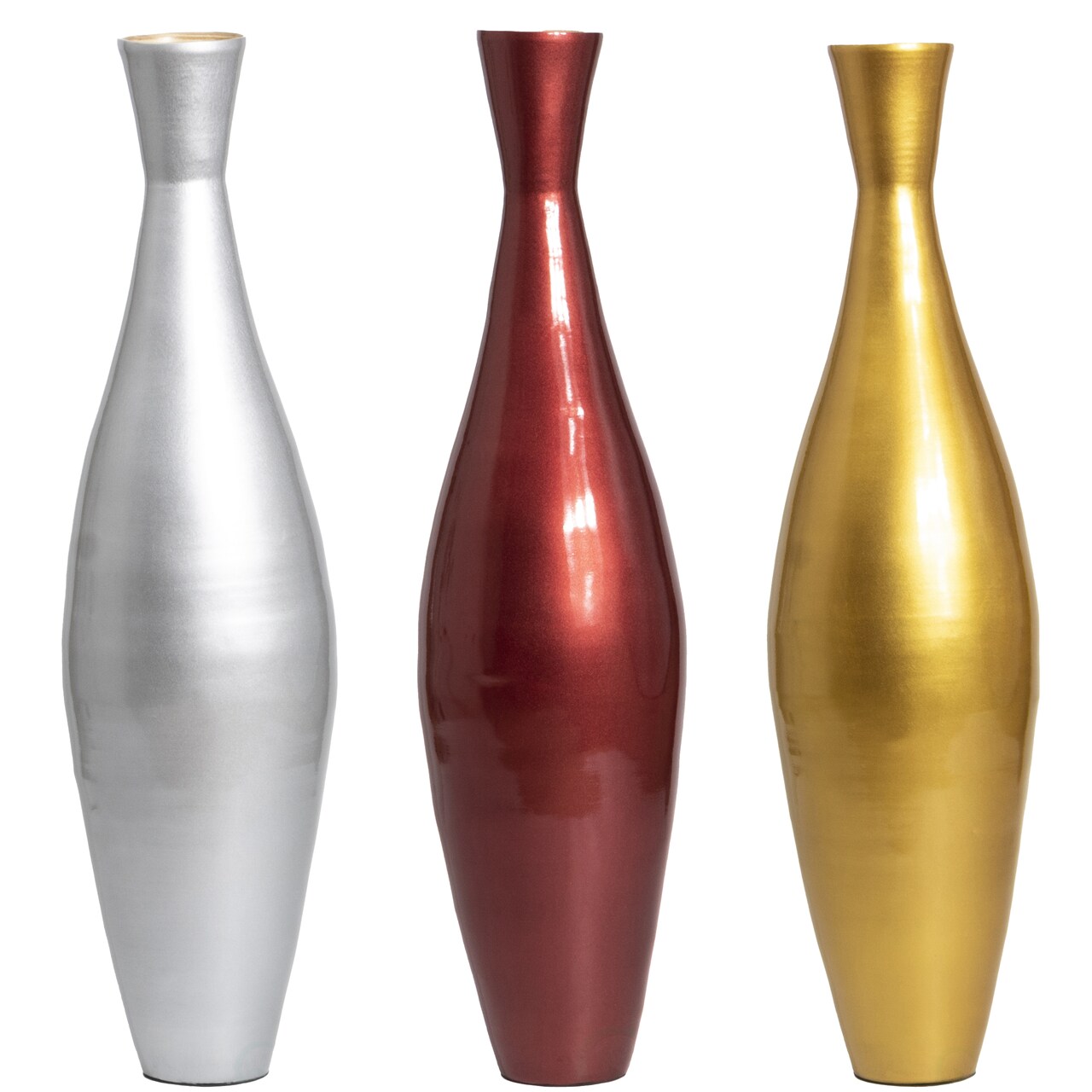 Modern Bamboo Narrow Trumpet Floor Vase - Elegant Home Decoration, Modern Accent Piece, Living Room Decor, Handcrafted Bamboo Art, Contemporary Interior Design, Unique Tall Vase, Set of 3